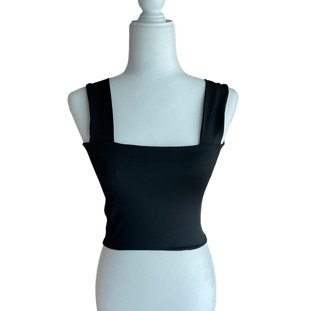 New Stretch Sleeveless Crop Tank - Square Neck - Size Large - Picture 6 of 7